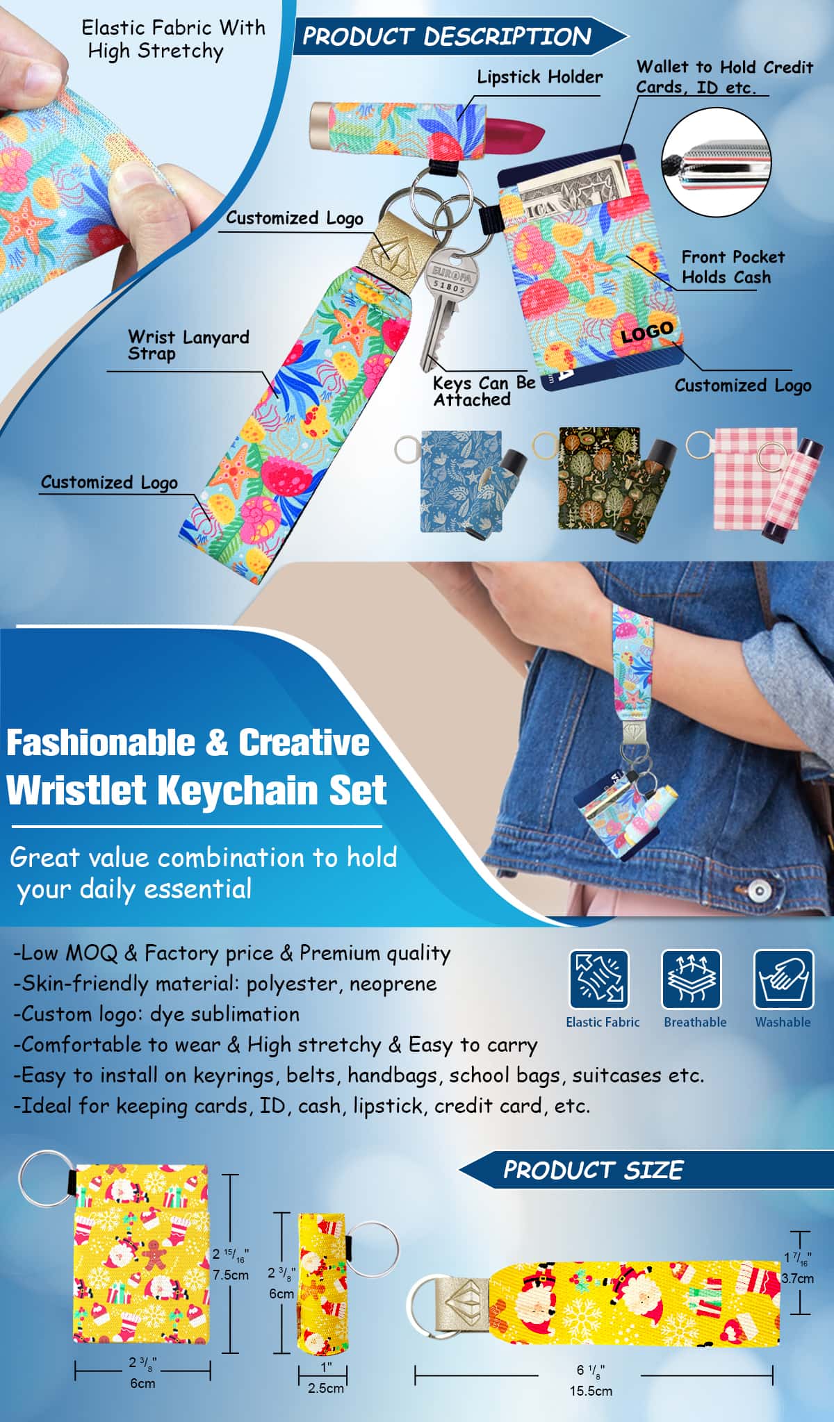 Fashional & Creative Wristlet Keychain Set